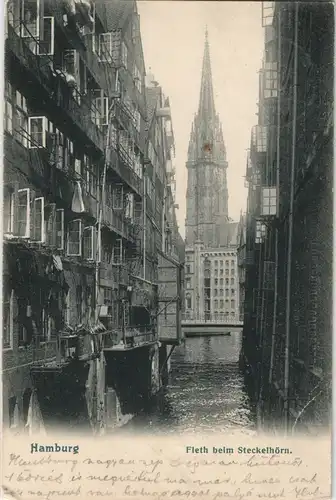 Ansichtskarte Hamburg Häuser Zeile Fleth am Steckelhörn 1905