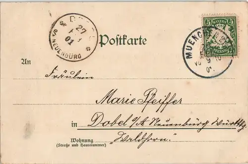 Ansichtskarte München Siegestor Strassen Partie color, Künstlerkarte 1901