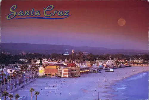Postcard Santa Cruz Beach Scene by Moonlight, Strand Partie 2005