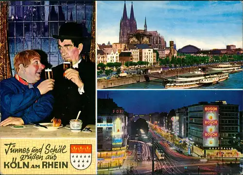 Ansichtskarte Köln Stadtteilansichten & Tünnes und Schäl Gruss 1964