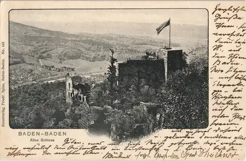 Ansichtskarte Baden-Baden Schloss Hohenbaden (Altes Schloss) 1903