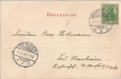 Ansichtskarte Baden-Baden Schloss Hohenbaden (Altes Schloss) 1903