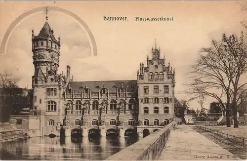 Ansichtskarte Herrenhausen-Hannover Flusswasserkunst - Brücke 1911