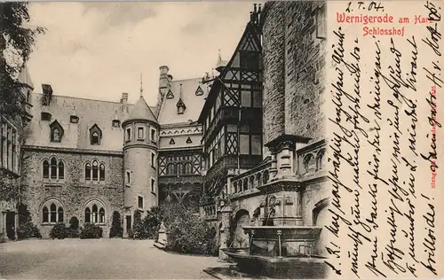 Ansichtskarte Wernigerode Schloss/Feudalmuseum - Hof 1904