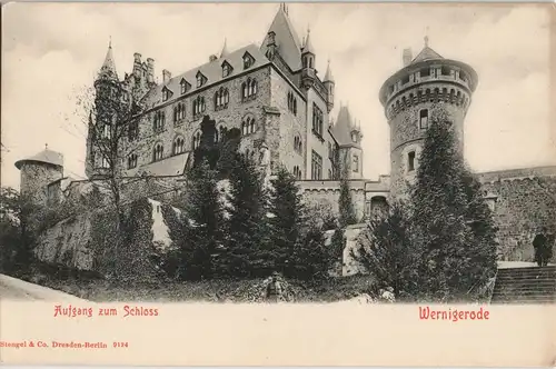 Ansichtskarte Wernigerode Aufgang zum Schloß 1904