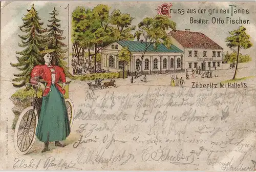 Litho AK Peißen (Landsberg)   Gasthaus   (Zöberitz bei Halle a.d. Saale) 1901