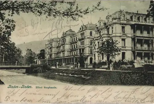 Baden-Baden Partie   Hotel STEPHANIE 1904   gel nach ACHERN (Ankunftsstempel)