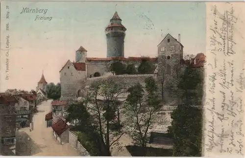 Nürnberg Nürnberger Burg Strassen  1905   gel  DARMSTADT (Ankunftsstempel)