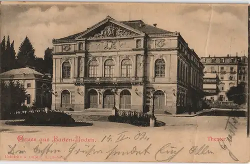 Ansichtskarte Baden-Baden Theater Gebäude (Theatre) 1902