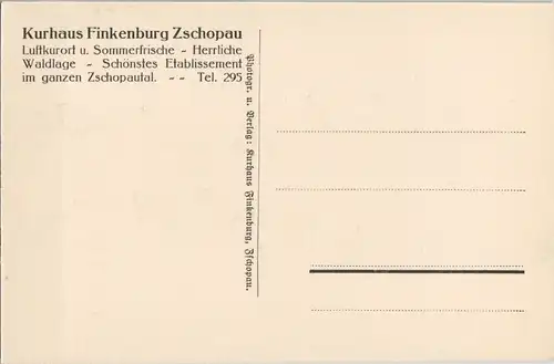 Ansichtskarte Zschopau Partie am Kurhaus Finkenkrug 1912