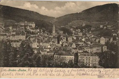 Ansichtskarte Baden-Baden Totale 1905