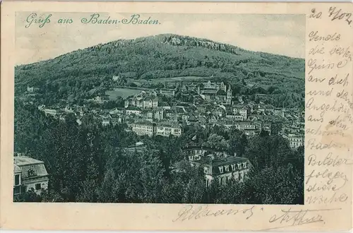 Ansichtskarte Baden-Baden Totale 1902