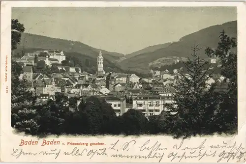 Ansichtskarte Baden-Baden Totalansicht vom Friesenberg 1905