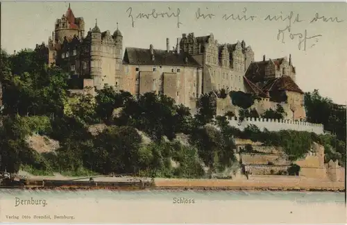Ansichtskarte Bernburg (Saale) Schloß - colorierte AK 1903