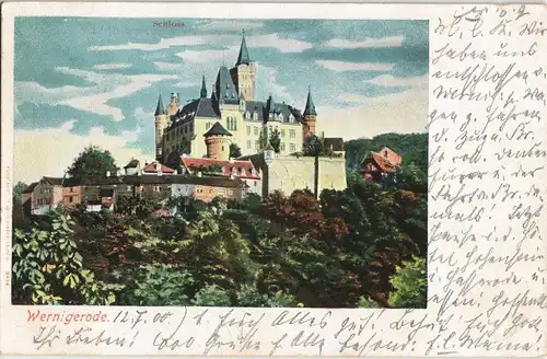Ansichtskarte Wernigerode Schloss - Stadt 1900