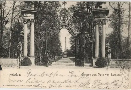 Ansichtskarte Potsdam Sanssouci - Eingang zum Park 1904
