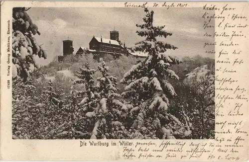 Ansichtskarte Eisenach Wartburg im Winter 1903