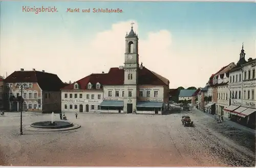 Ansichtskarte Königsbrück Kinspork Marktplatz - Geschäfte Ratskeller 1912