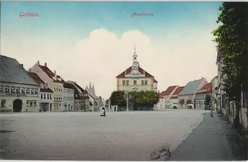 Ansichtskarte Geithain Marktplatz - Geschäfte 1911