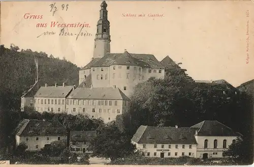 Ansichtskarte Weesenstein (Müglitz) Schloss Weesenstein 1899