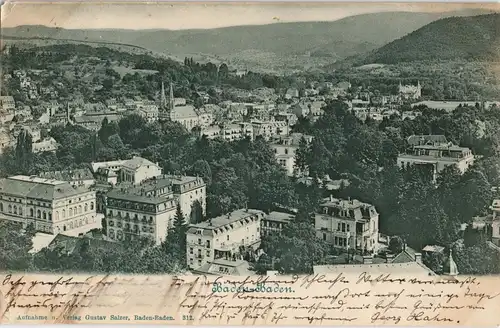 Ansichtskarte Baden-Baden Totalansicht gel AS Freiburg 1902