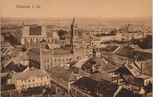 Ansichtskarte Kamenz Kamjenc Blick über die Stadt - Fabriken 1912