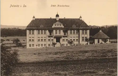 Ansichtskarte Pulsnitz Połčnica Städt. Krankenhaus 1913