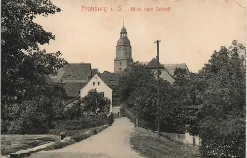 Ansichtskarte Frohburg Straßenpartie vom Schloß 1912