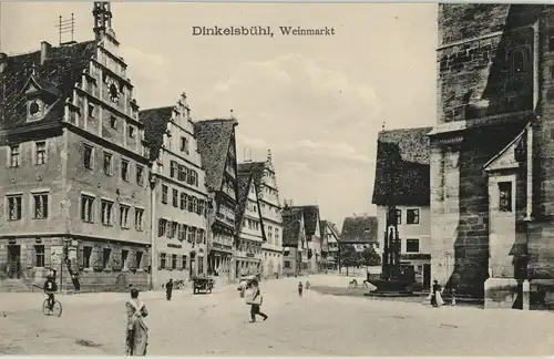 Ansichtskarte Dinkelsbühl Straßen Ansicht Partie am Weinmarkt Markt 1910