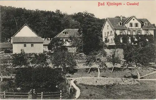Ansichtskarte Bad Kissingen Partie am Gasthaus Claushof 1910