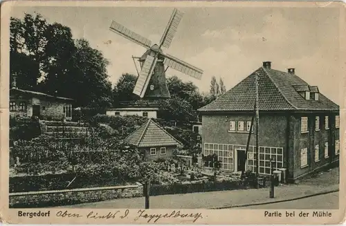 Bergedorf-Hamburg Straßen Partie  Mühle 1933   gelaufen mit Stempel BERGEDORF