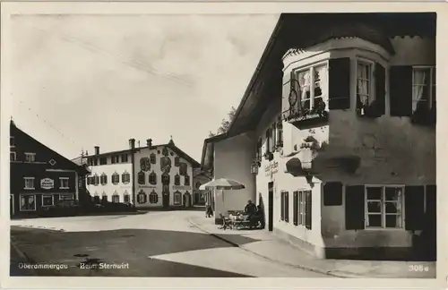 Oberammergau Strassen Partie Gasthaus Beim Sternwirt Echtfoto-AK 1930