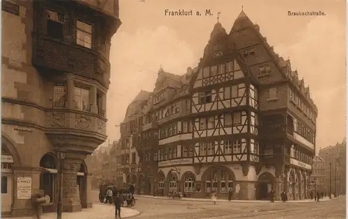 Frankfurt am Main Häuser Zeile i.d. Braubachstraße Pferde Fuhrwerk 1910