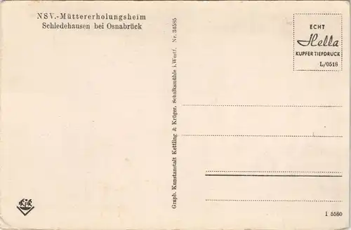 Ansichtskarte Schledehausen-Bissendorf NSV Müttererholungsheim - Saal 1936