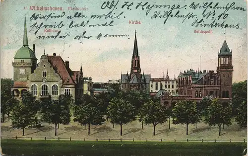 Ansichtskarte Wilhelmshaven Marktplatz - Reichspost 1906