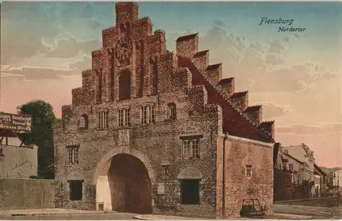 Ansichtskarte Flensburg Nordertor Strassen Partie color Ansicht 1910