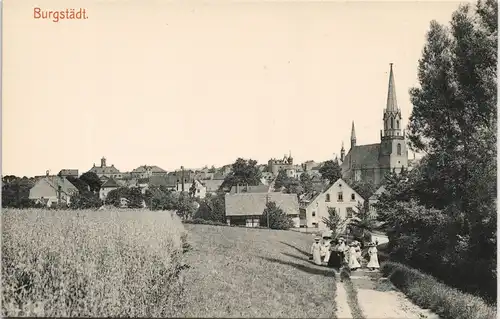 Ansichtskarte Burgstädt Straßenpartie am Ort 1912