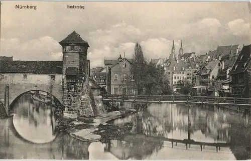 Ansichtskarte Nürnberg Stadtteilansicht Partie am Henkersteg 1910