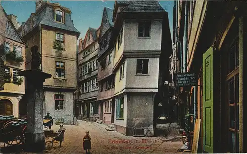 Frankfurt am Main Straßen Ansicht Goldhutgasse Altstadt color Ansicht 1910