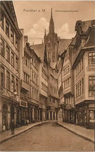 Frankfurt am Main Kannegiessergasse Stadtteilansicht mit Geschäften 1913