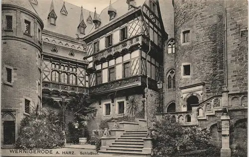 Ansichtskarte Wernigerode Schloss - Schloßhof 1912