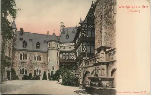 Ansichtskarte Wernigerode Schloss/Feudalmuseum - Hof 1904 # #