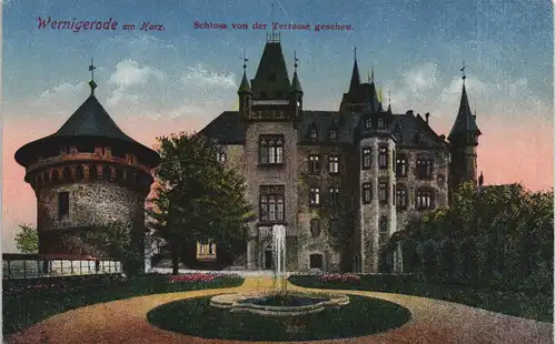 Ansichtskarte Wernigerode Schloss von der Terrasse gesehen 1913
