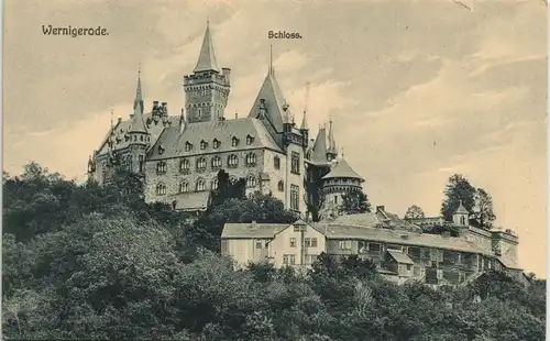 Ansichtskarte Wernigerode Schloss - Totale 1909