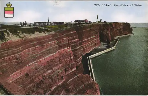 Ansichtskarte Helgoland (Insel) Westküste nach Süden 1916