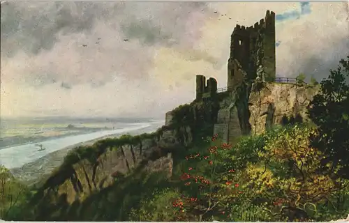 Königswinter H. Hoffmann Künstlerkarte: Drachenfels Königswinter, Godesberg 1910