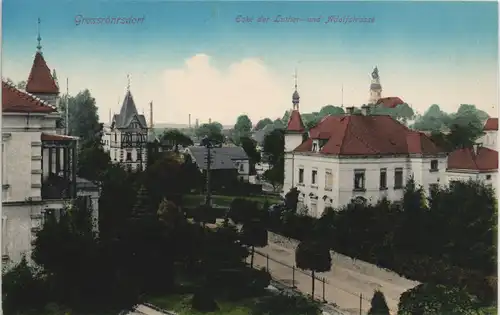 Ansichtskarte Großröhrsdorf Adolfstrasse und Lutherstraße 1908