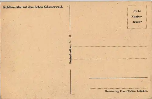 Ansichtskarte .Baden-Württemberg Kohlenmeiler auf dem hohen Schwarzwald 1920