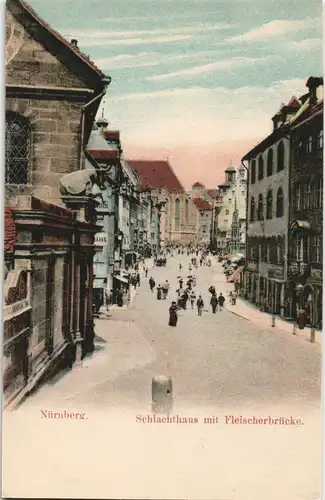 Nürnberg Straßen Partie am Schlachthaus mit Fleischerbrücke 1959/1910