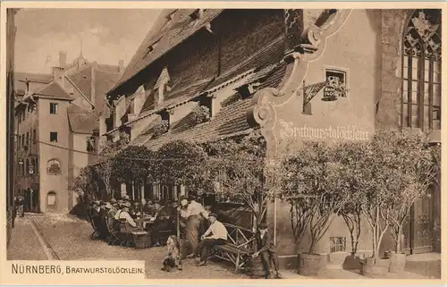 Ansichtskarte Nürnberg Bratwurstglöcklein Gaststätte Außenansicht 1909